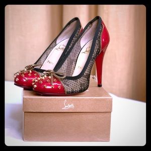 Christian Louboutin Mesh Lace Heel with Studs